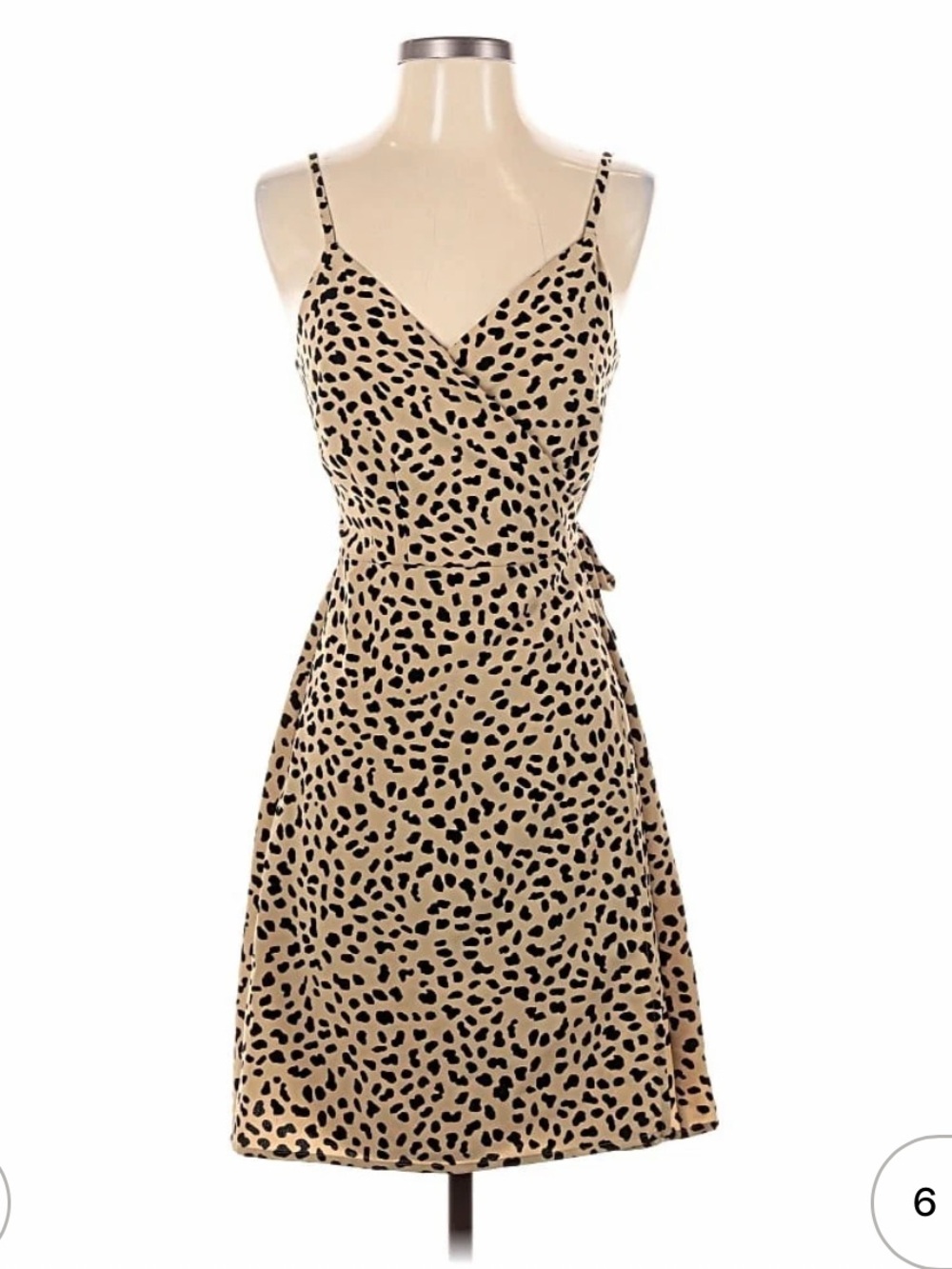 Sanctuary Beige and Black Leopard-Print Wrap Mini Dress